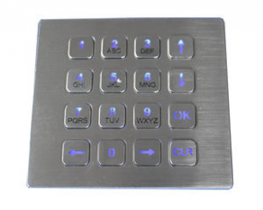 Vandal-proof keypad / 16-key / blue backlight - K-TEK-B86KP-AC-BL