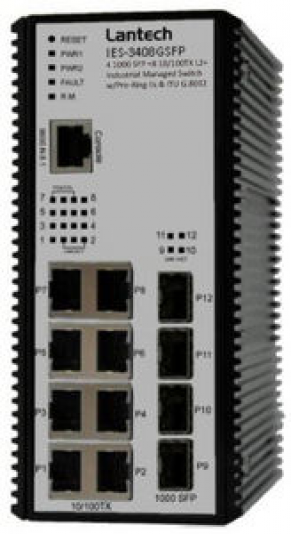 Industrial Ethernet switch / PoE / managed / gigabit - 12 port | IES-3408GSFP