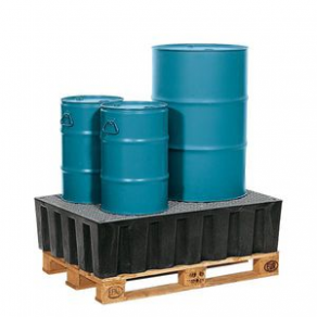 Polyethylene pallet / spill / with galvanised grid / 2-drum - PE / DIBt