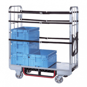 Transport cart / for storage containers - 1 500 x 600 x 1 640 mm, max. 300 kg | 600 E1 Lochraster