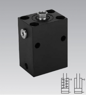 Hydraulic block cylinder / linear / single-acting with return spring - 16 mm, 500 bar