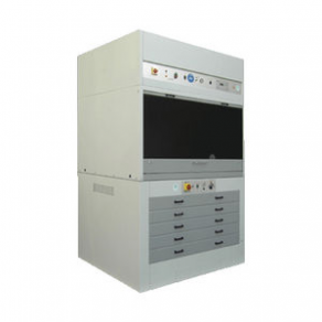 Screen printing copying unit with horizontal screen drying cabinet