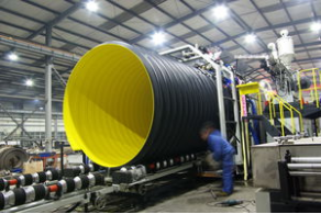 Drainage pipe extrusion line / for corrugated pipes / for steel reinforced pipes - DN 300-2500
