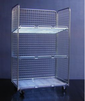 Metal wire mesh roll container / shelf - max. 400 kg, 1 150 x 655 x 1 790 mm | ROLL 1091